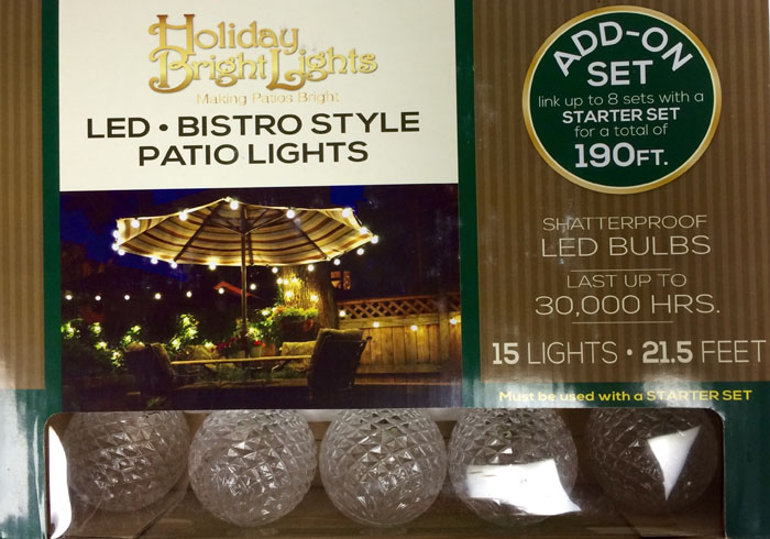 Holiday Bright Lights LED Bistro Style Patio Lights - Add On Set