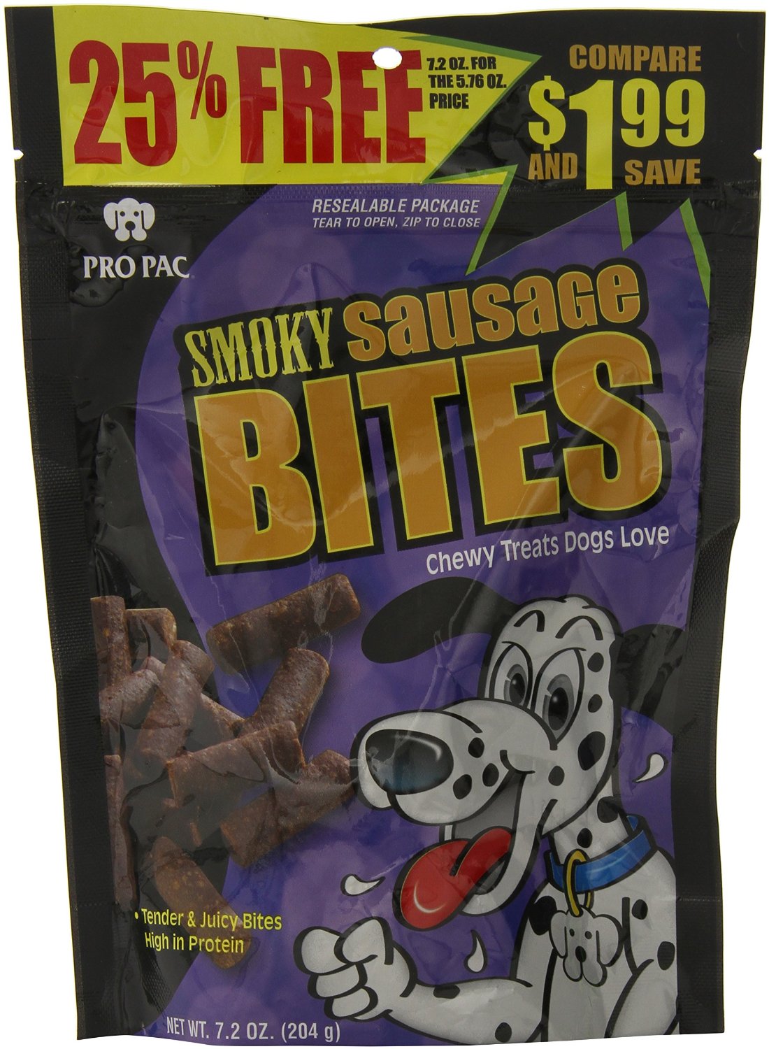 PRO PAC Smoky Sausage Bites Dog Treats, 7.2-Ounce Bag