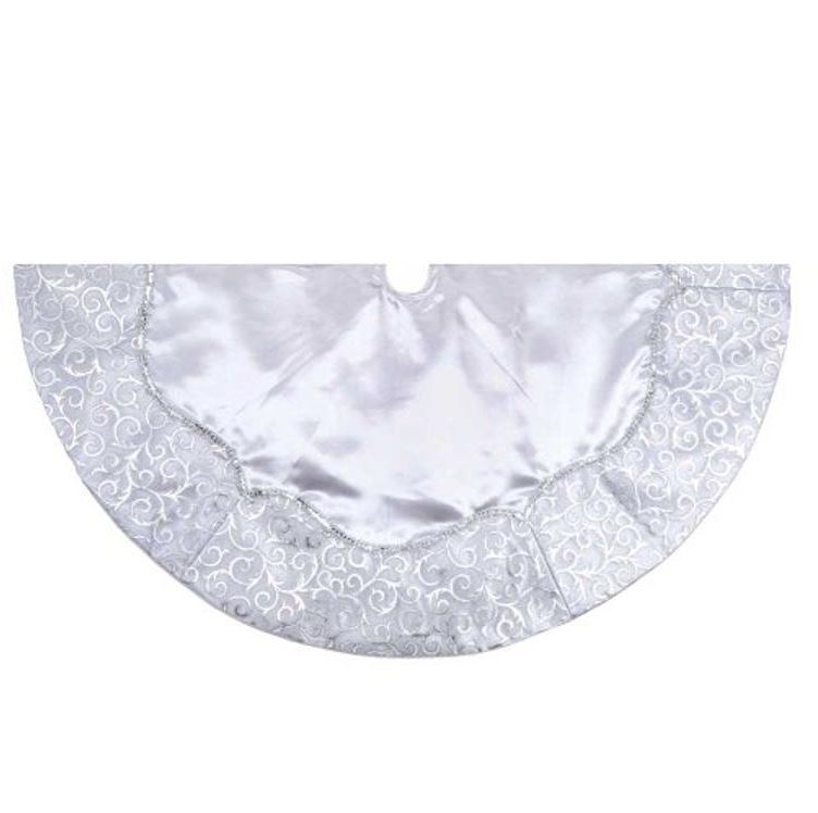 48" Silver Tree Skirt with Border
