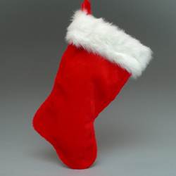 20" Red Stocking with Rabbit Fur Cuff