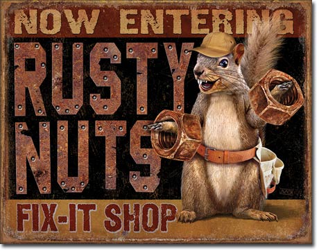 Rusty Nuts Fix-It Shop Sign
