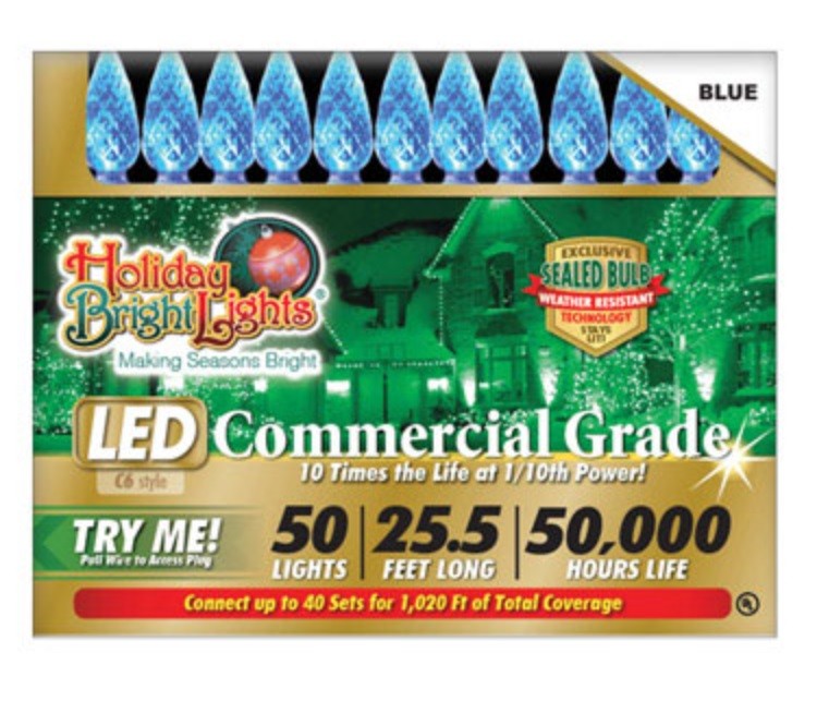 LED C6 Commercial Grade 50 Lights - Blue