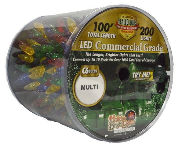 LED C6 Commercial Grade 200 Lights Reel - Multicolor