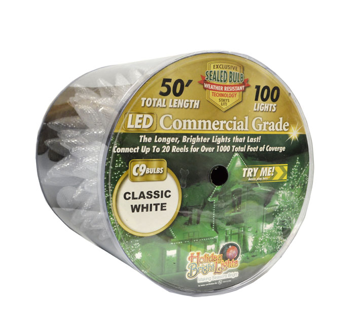 LED C9 Commercial Grade 100 Lights/50 ft. Reel - Classic White