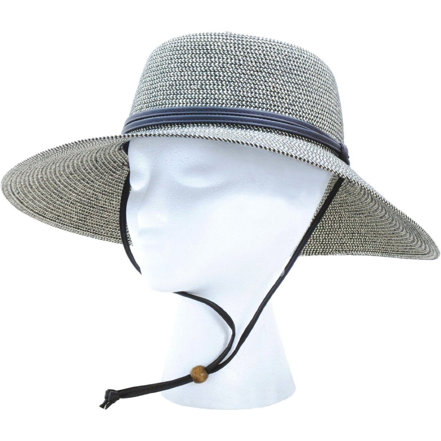 Sloggers Women's Wide Brim Braided Sun Hat with Wind Lanyard Rated UPF 50+