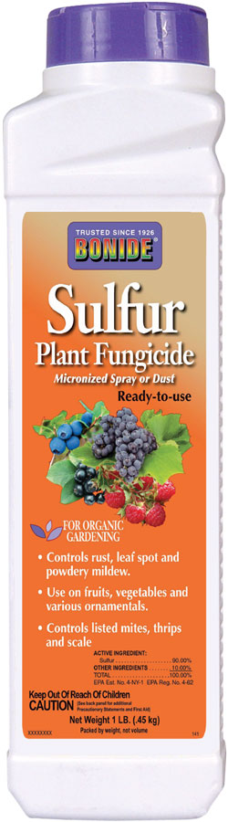 BONIDE Sulfur Plant Fungicide Dust is a sulfur-based fungicide and is for