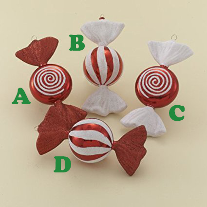 6" Red & White Candy Ornament