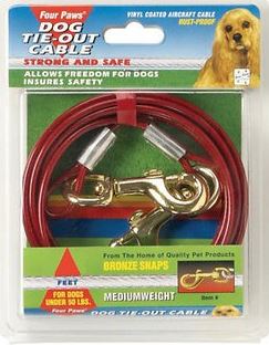 Four Paws Tie-Out Cable, Medium Weight, Red, 15'