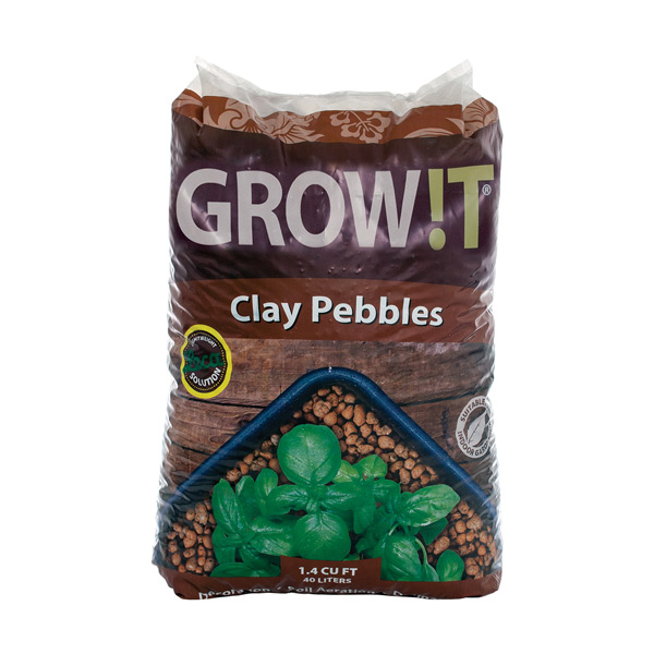 Hydrofarm GROW!T horticultural clay pebbles are made from 100% natural clay.