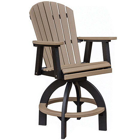 Comfo-Back Swivel Bar Chair, Antique Mahogany on Black