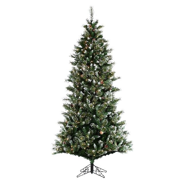 6.5' Slim Mix Snow Pine Tree, Multicolor Lights