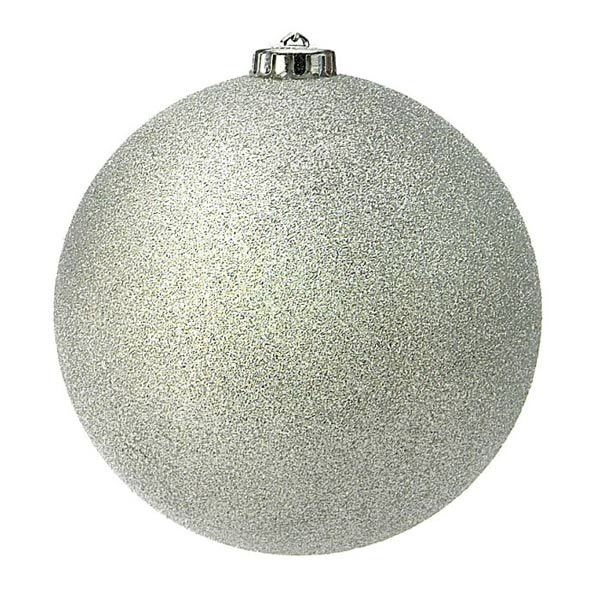 80MM Silver Glitter Boxed Ornaments (6 Pack)