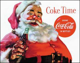 Classic Coca-Cola Santa Metal Sign