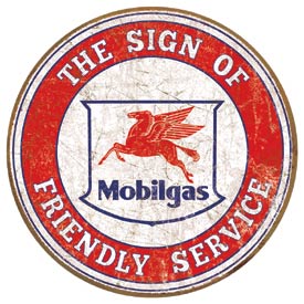 Mobilgas Friendly Service Metal Sign