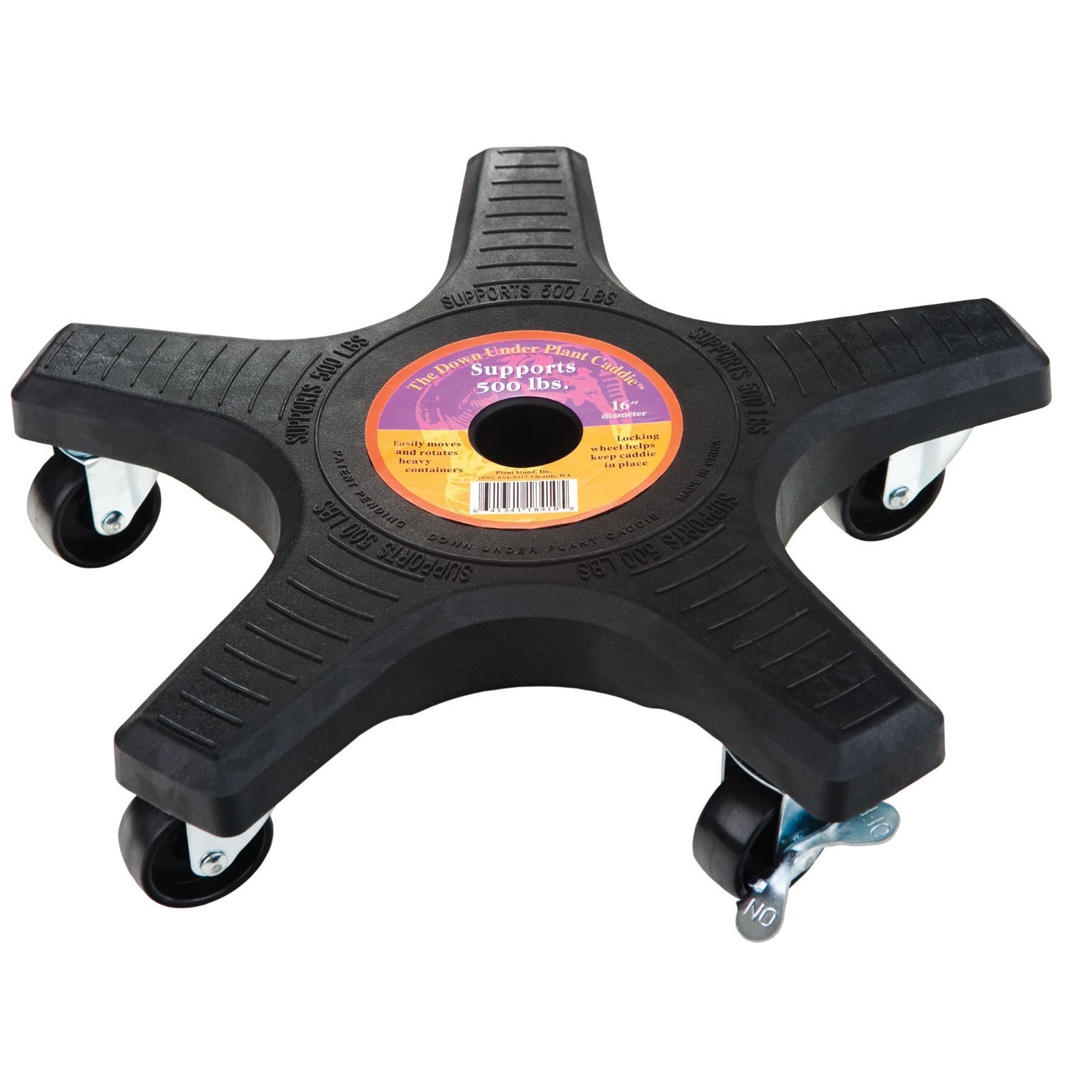 Plant Stand Down Under Plant Caddy, Black, 16 in.