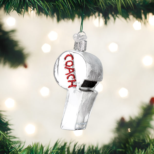 Coach's Whistle Glass Ornament 