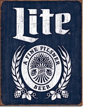 Miller Lite Bottle Logo Metal Sign