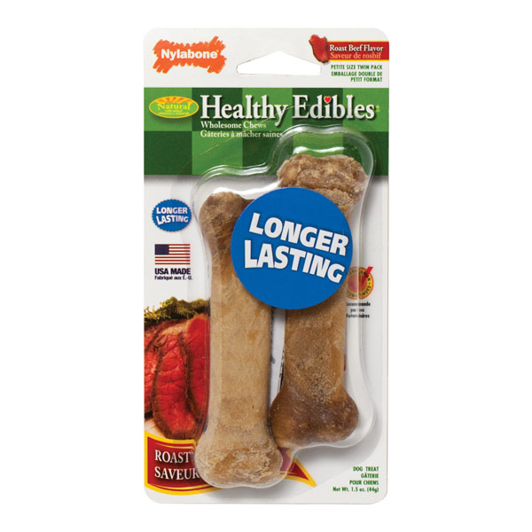 Nylabone Healthy Edibles Roast Beef Chew Treats, 2 Ct.
