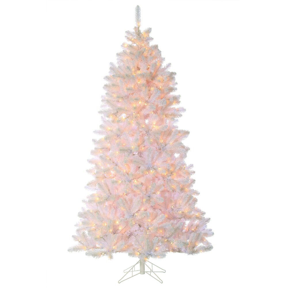 4.5' Shiny White Pine Christmas Tree, Clear Lights 
