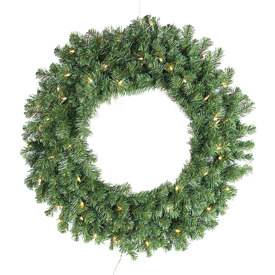 48" Norway Pine Wreath, Clear Lights