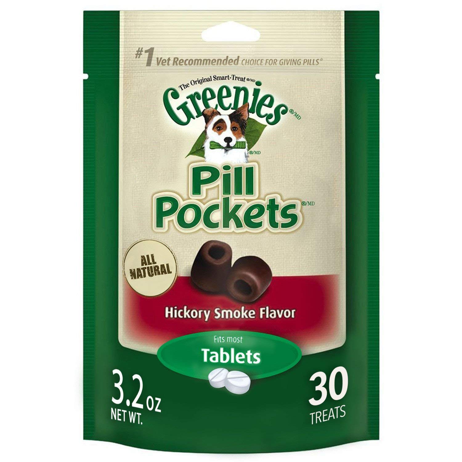Greenies Pill Pocket Soft Dog Treats, Hickory Smoke, 3.2 oz.
