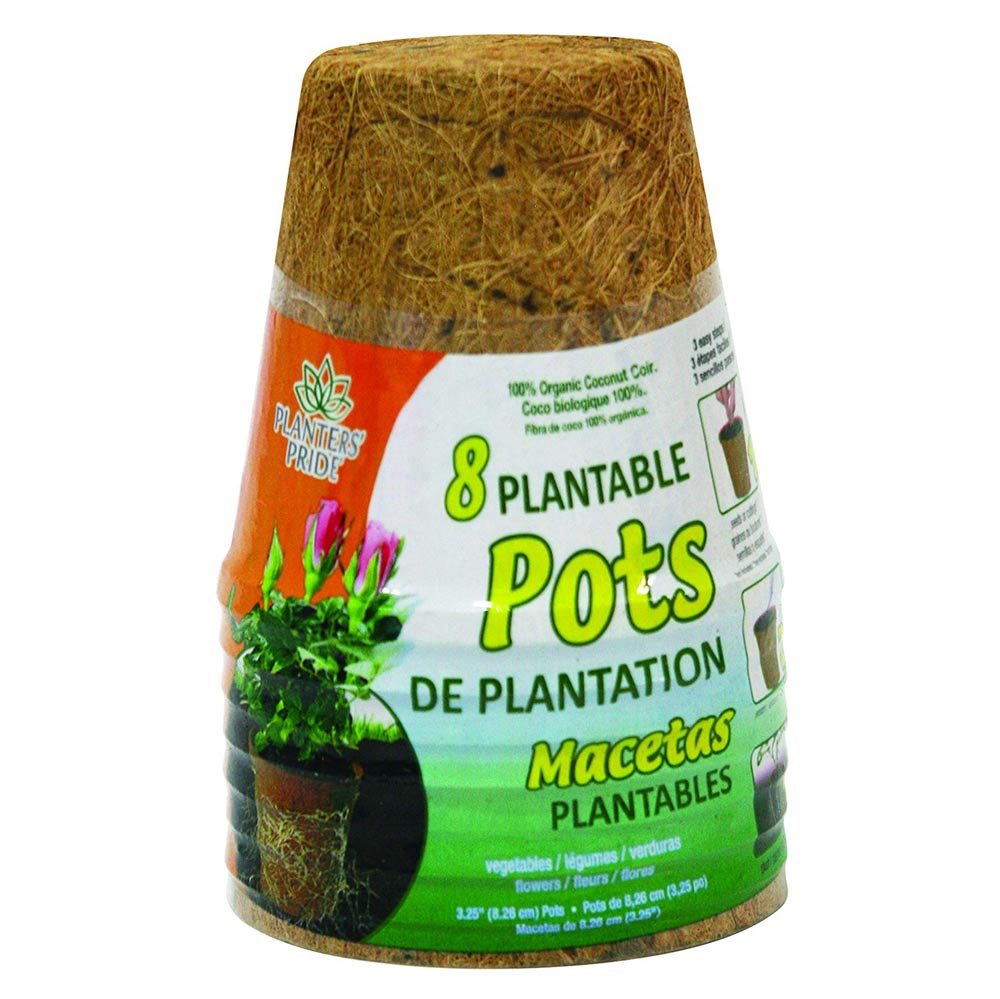 3" Coconut Coir Plantable Pots, 8 Pack