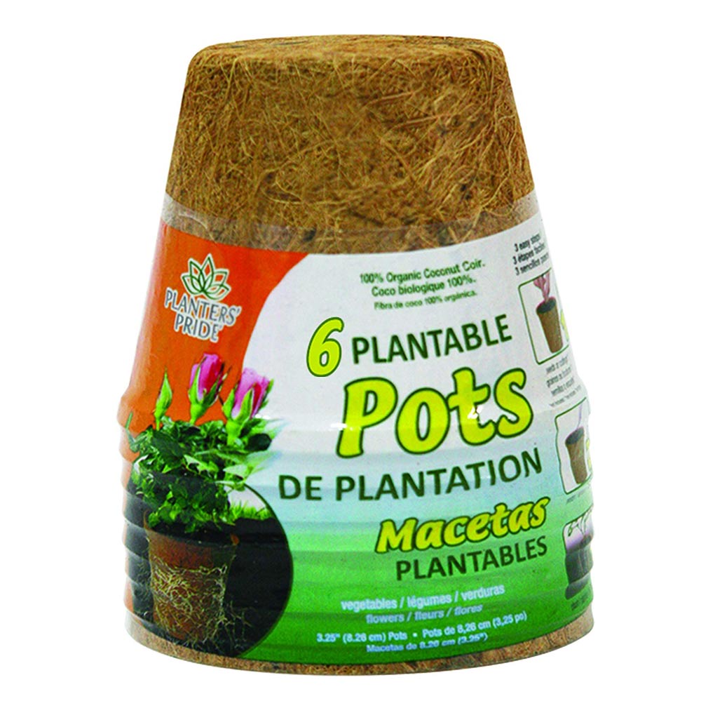 4.25" Coconut Coir Plantable Pots, 6 Pack