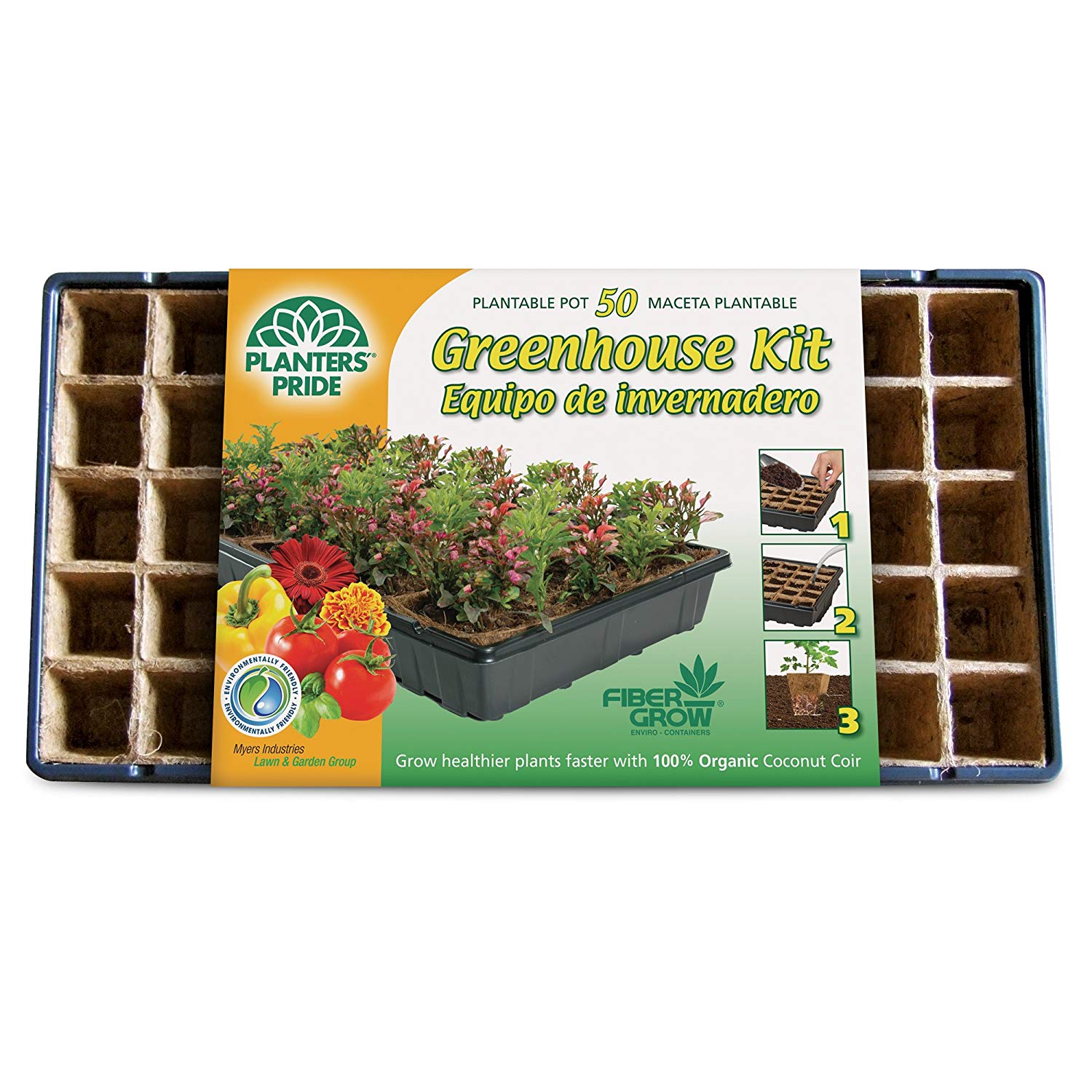 Coconut Coir Fibergrow Greenhouse Starter Kit, 50 Pots 