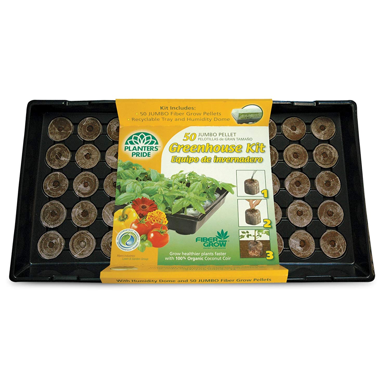 Coconut Coir Fibergrow Greenhouse Starter Kit, 50 Jumbo Pellets