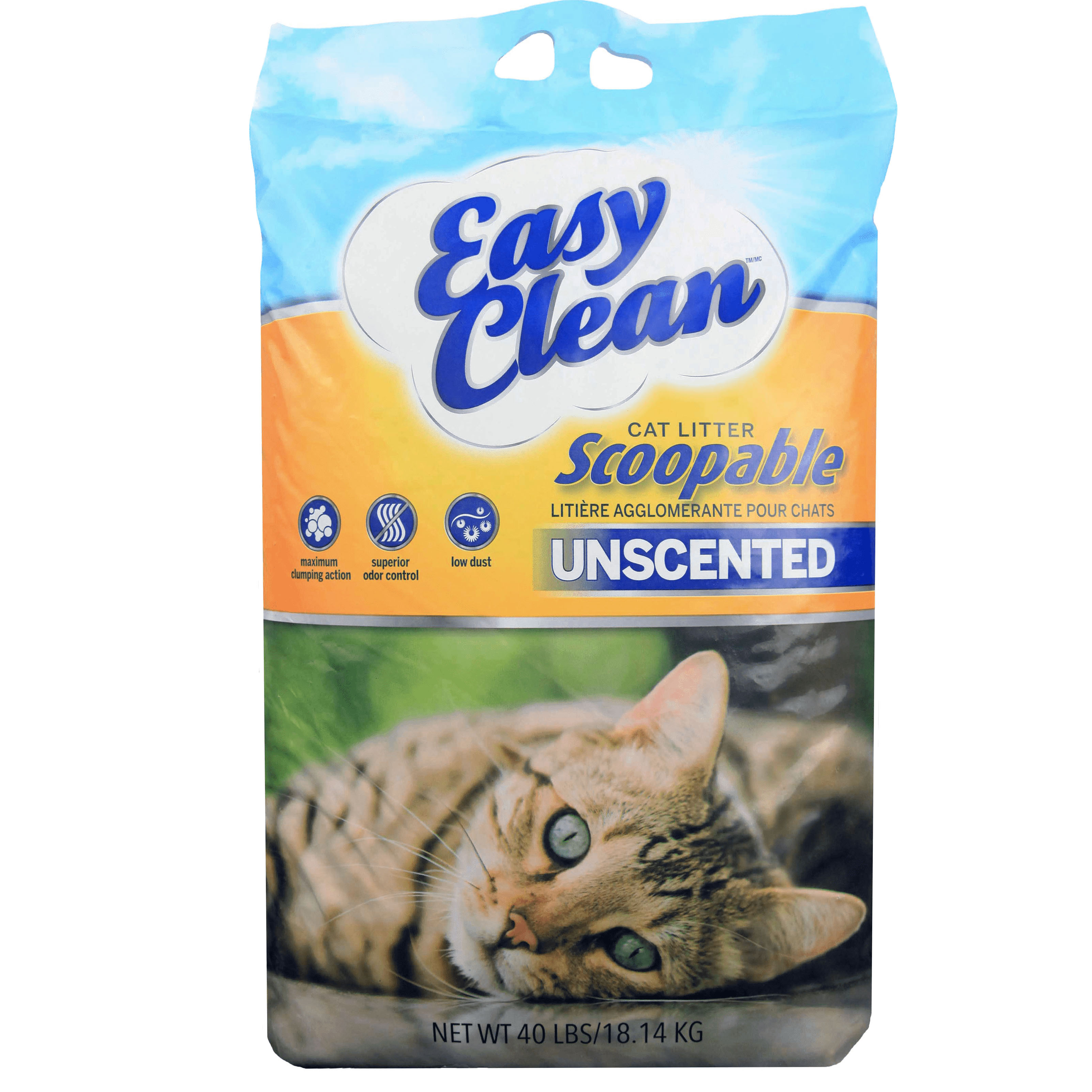 Pestell Easy Clean Unscented Clumping Cat Litter-40 lbs