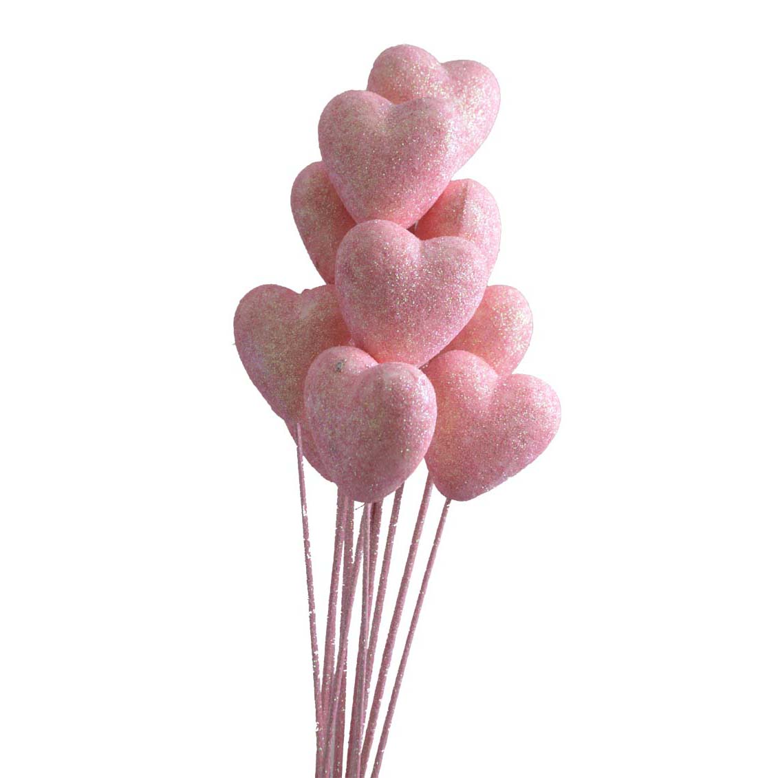 Bundle of 10 Pink Sparkly Heart Picks