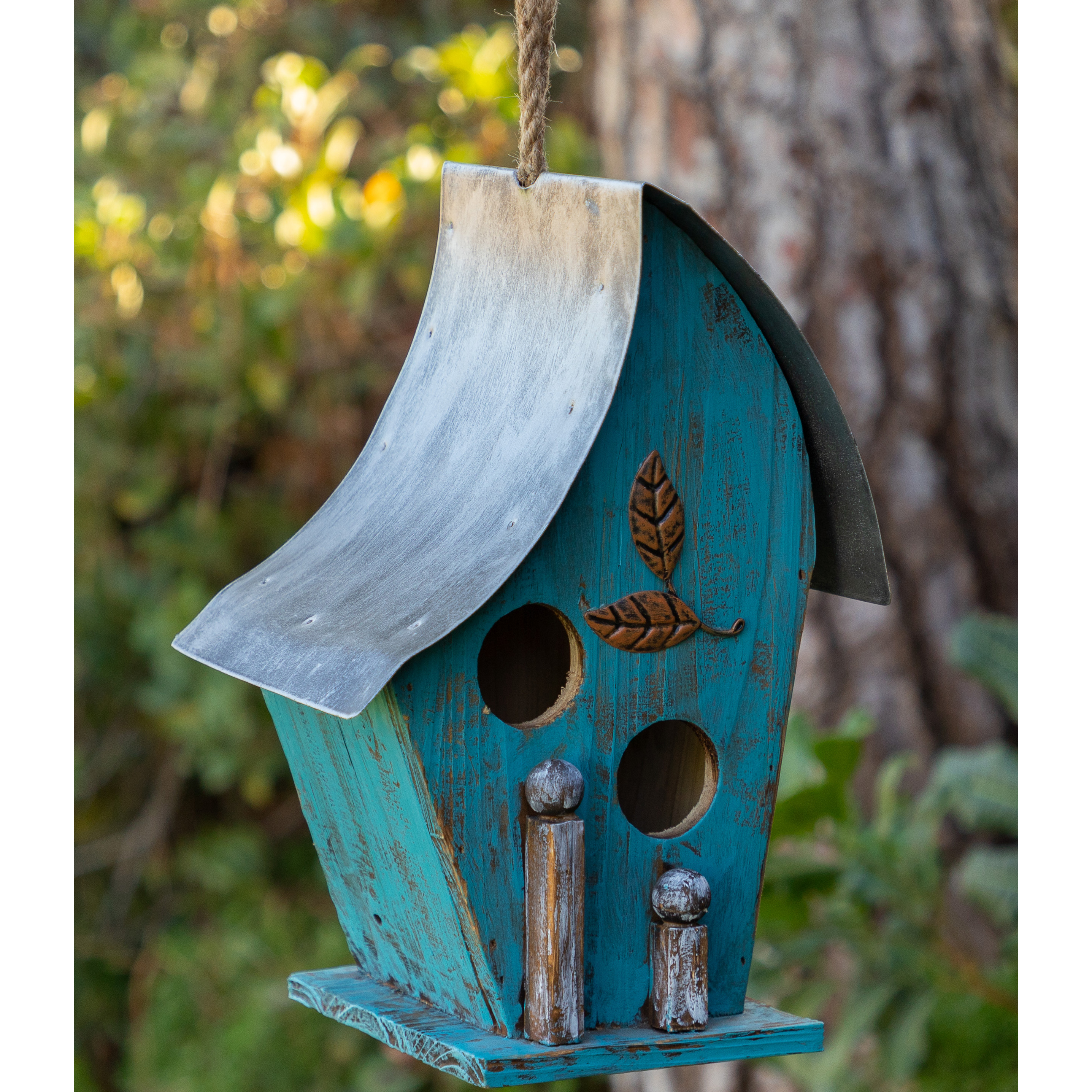 Alpine Artful Wooden Blue Birdhouse