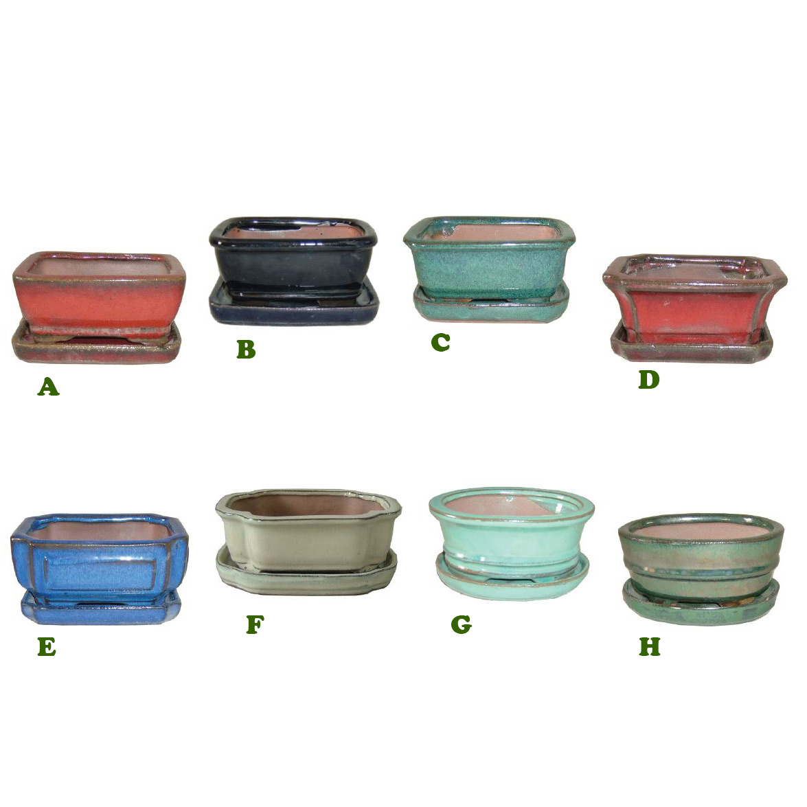 Bonsai Pot w/ Saucer, 4" x 3 3/8" x 2"