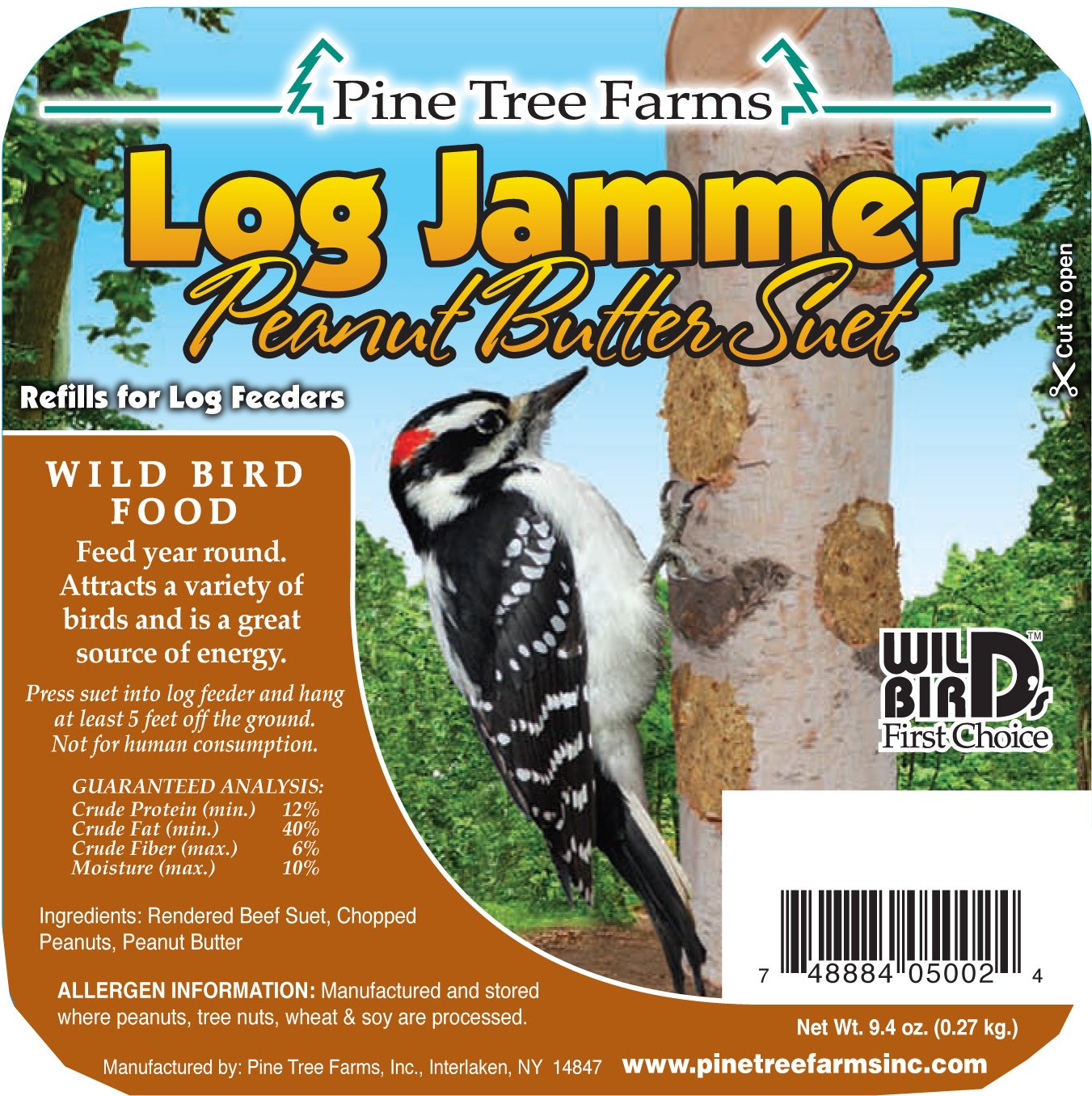 Log Jammer Woodpecker Peanut Suet Plug, 9.4 oz.