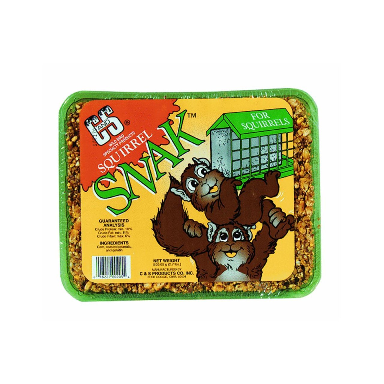 Squirrel Snak? Cake is made of corn, roasted peanuts, almonds, walnuts,