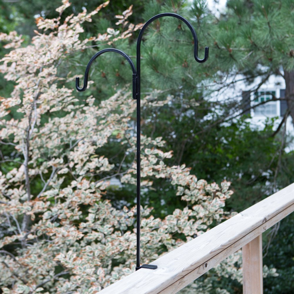 Border Concepts Inc Double Bird Feeder Metal Deck Hook, Black
